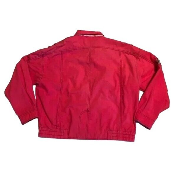 VTG 80s East West Panda Group Trucker Style Jacket Sz L Pink with Embellishments - Picture 3 of 5